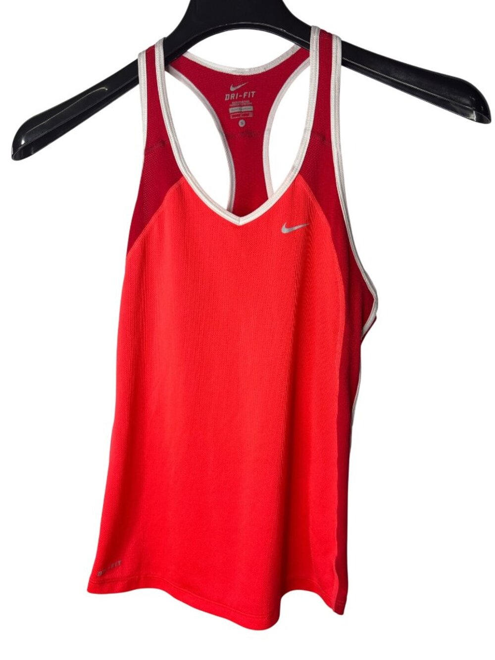 Nike Womens Racerback Mech Tank Top Size S Neon Orange Red White